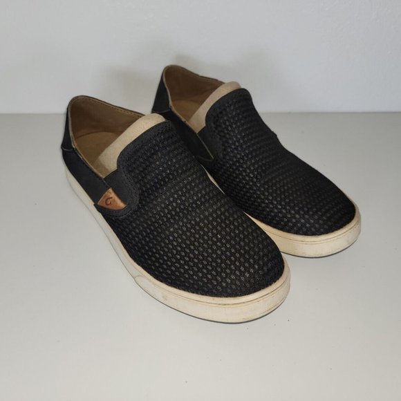 Olukai Womens Pehuea Black Mesh Shoes Sz 8.5 US Slide Option Slip On Flats - Picture 1 of 7